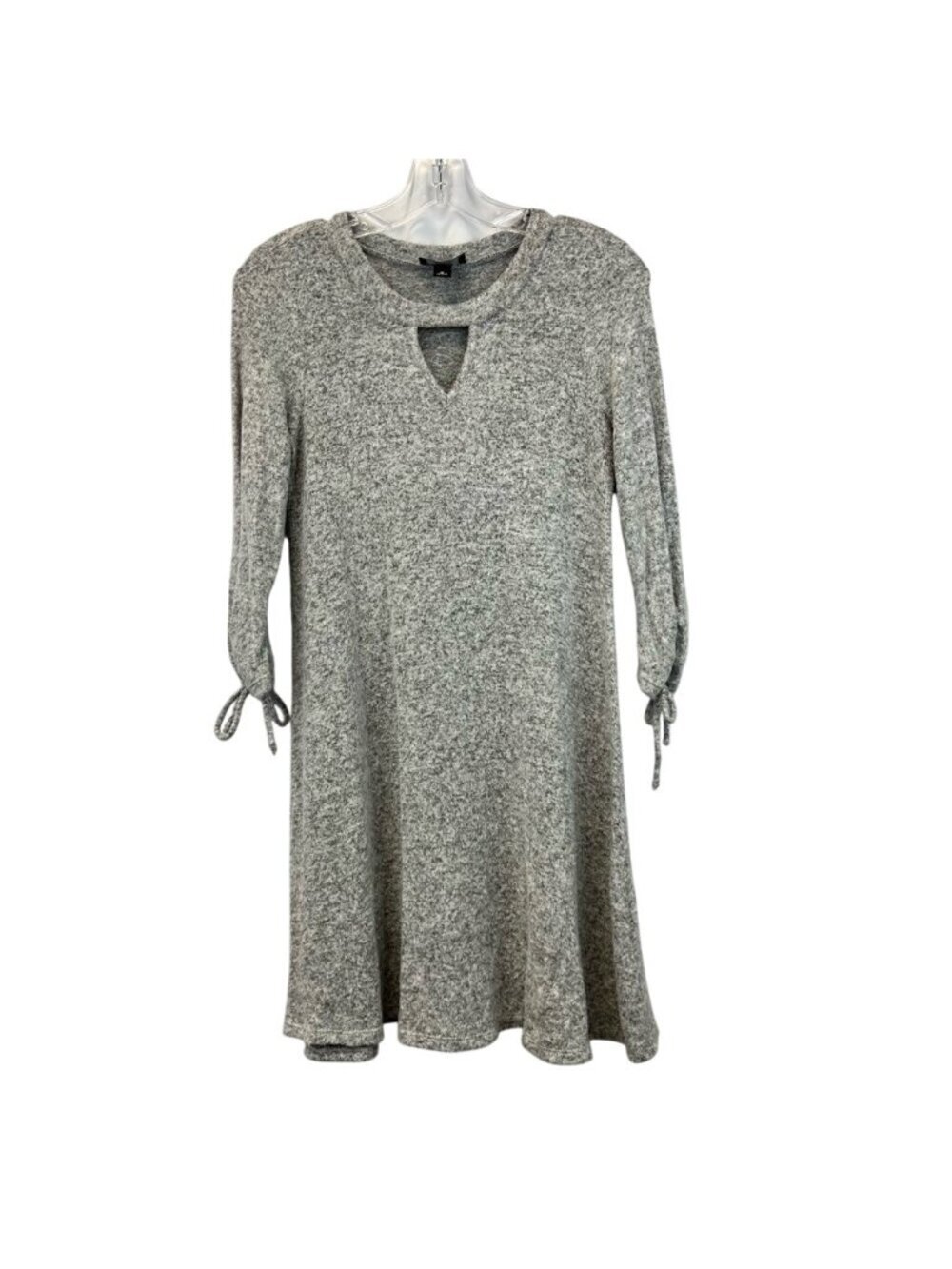 IZ Byer Womens Sweater Dress Gray Heathered Keyhole Long Sleeve Knit Comfy M